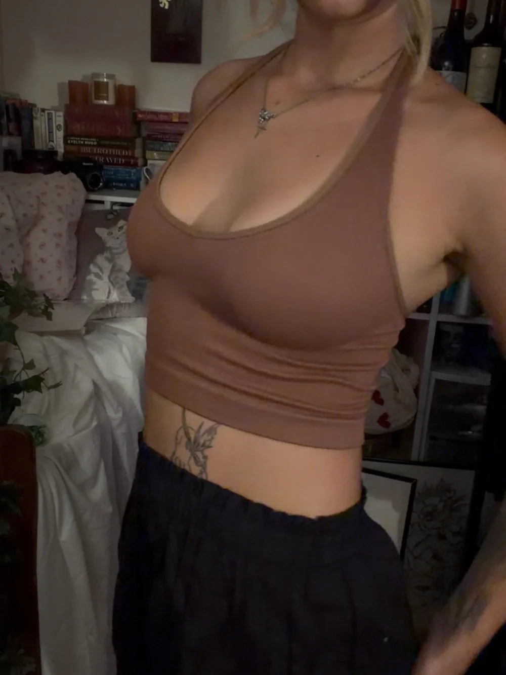 light brown halter top